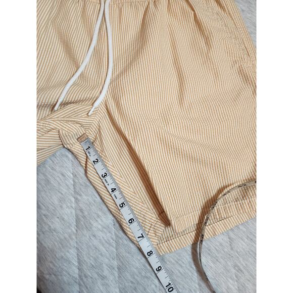 J Crew Men's Orange White Striped Hi Rise‎ Elastic Waist Swim Shorts Size Large - Picture 7 of 7